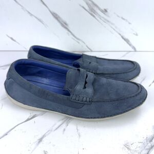 COLE HAAN MOTOGRAND Penny Loafer Driving Moc 10.5 M Blue Nubuck Suede C24717